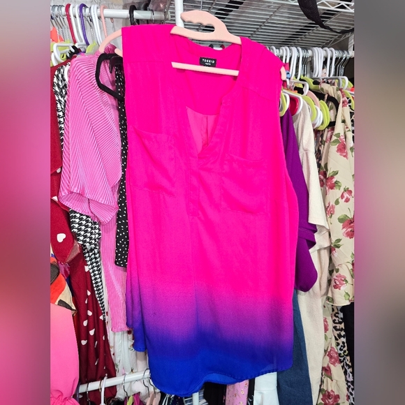 Like New 3x Ombre Torrid 2X Harper TANK TOP Dip Dye Ombre Hot Pink Purple Blue - Picture 4 of 6